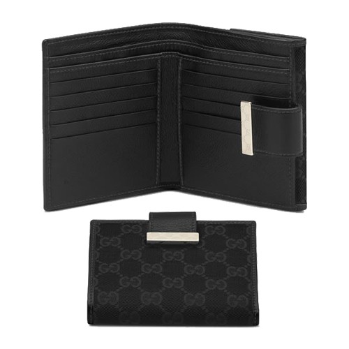 Noir Gucci Volet Français Porte-Monnaie Avec Le Détail Des Motif